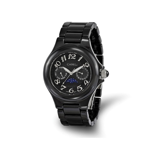 Image 1 of 3.. Ladies Chisel Black Ceramic Dial Analog Watch with Black Strap
