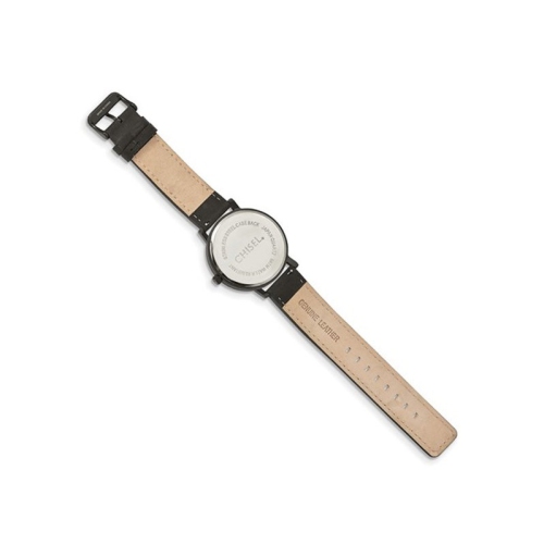 Montre analogique à cadran vert plaqué noir et bracelet en cuir