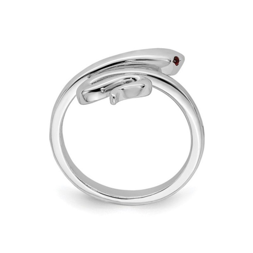 Synthetic Ruby Snake Toe Ring in Sterling Silver