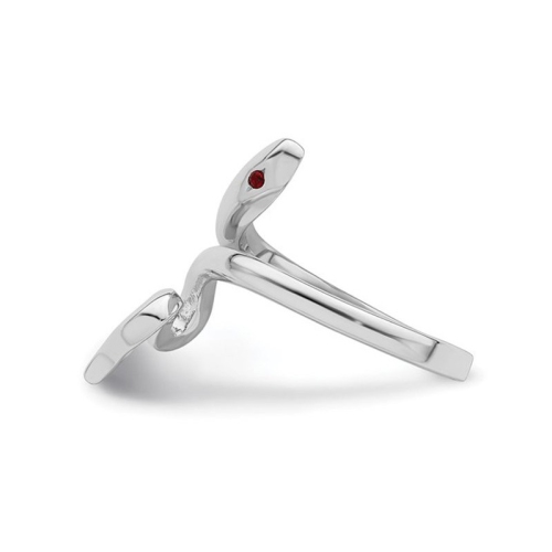 Synthetic Ruby Snake Toe Ring in Sterling Silver