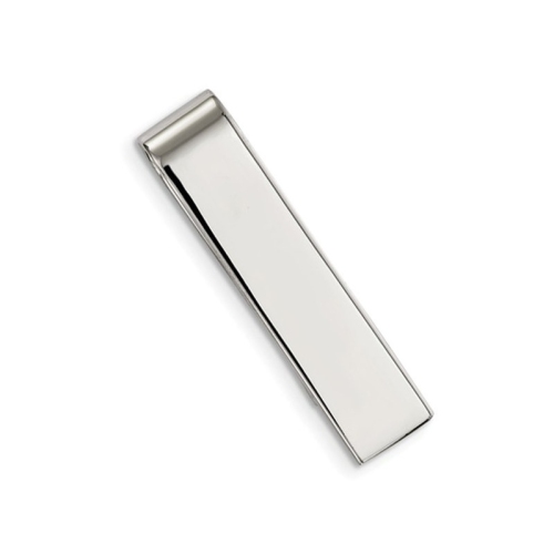 Image 1 of 4.. Mens Stainless Steel Polished Money Clip and Tie Bar In One