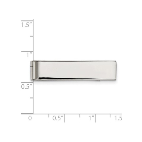 Mens Stainless Steel Polished Money Clip and Tie Bar In One