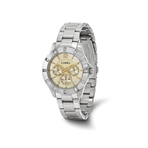 Image 1 of 3.. Mens Chisel Stainless Steel Champagne Dial Analog Watch with Steel Band