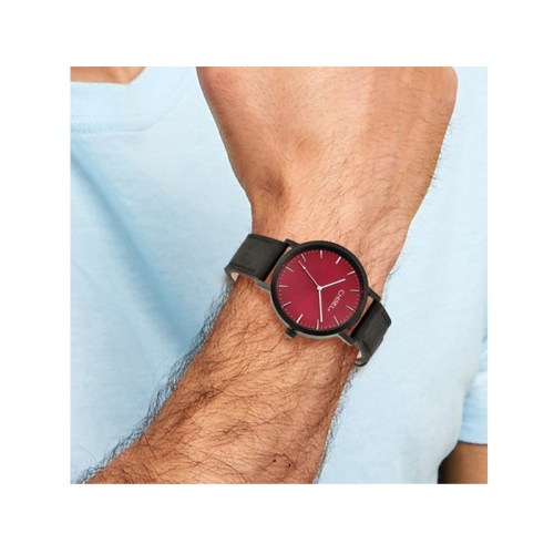 Chisel Black Plated Red Dial Analog Watch with Leather Band