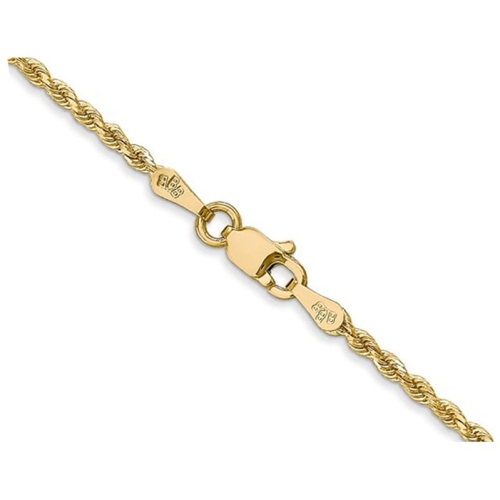 14K Yellow Gold Diamond-Cut Rope Chain Necklace 18 Inches