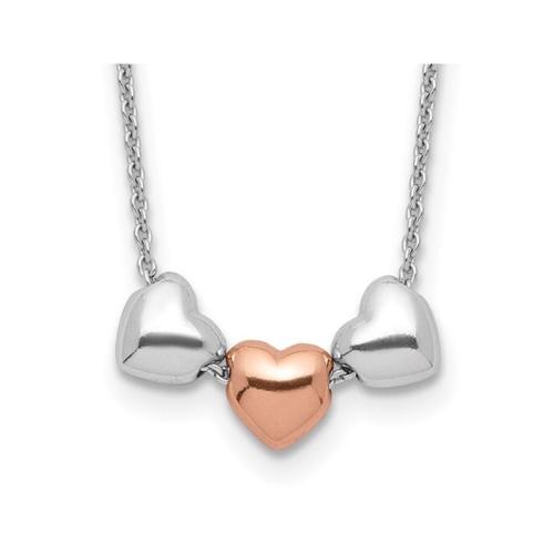 Image 1 de 4.. Collier en argent sterling en forme de coeur gonflé trois couleurs