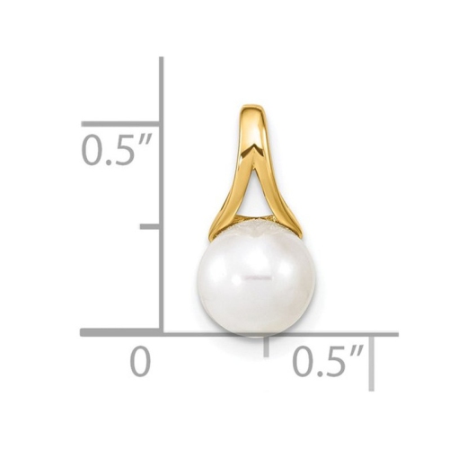 White Freshwater Cultured Pearl 7-8mm Pendant Necklace in 14K Yellow Gold with Chain