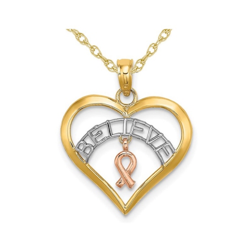 Image 1 de 4.. Collier à pendentif en forme de coeur en or jaune 10K ct avec chaîne