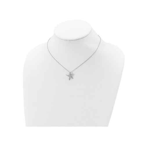 Sterling Silver Starfish Charm Pendant Necklace with Synthetic Cubic Zirconias