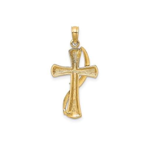 Cross Pendant Necklace in 14K Yellow and White Gold with Chain