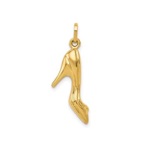 GEM AND HARMONY  14K Gold 3D Vhigh Heel Charm Pendant (No Chain) In Yellow