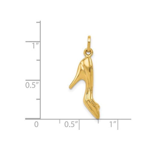 14K Yellow Gold 3D vHigh Heel Charm Pendant
