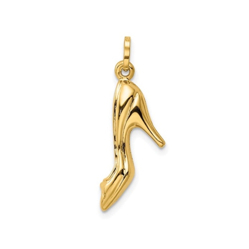 14K Yellow Gold 3D vHigh Heel Charm Pendant