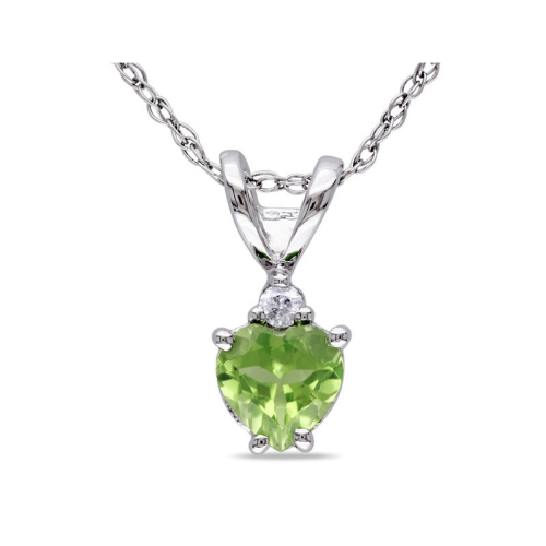 Image 1 de 5.. Collier en or blanc 10K ct avec chaîne et pendentif en coeur péridot 1/2&nbsp;carat