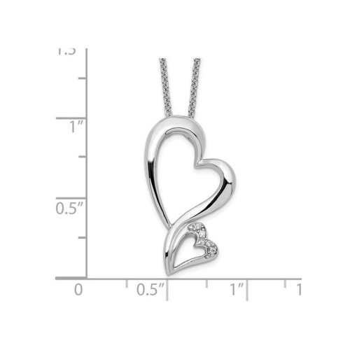 -Protected Heart- Pendant Necklace in Sterling Silver with Synthetic Cubic Zirconia