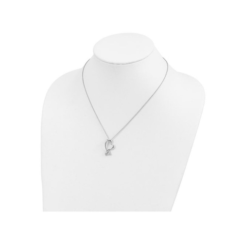 -Protected Heart- Pendant Necklace in Sterling Silver with Synthetic Cubic Zirconia