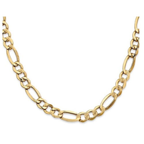 GEM AND HARMONY  Figaro Chain Necklace In 14K Gold 24 Inches (7.30 Mm) In Yellow