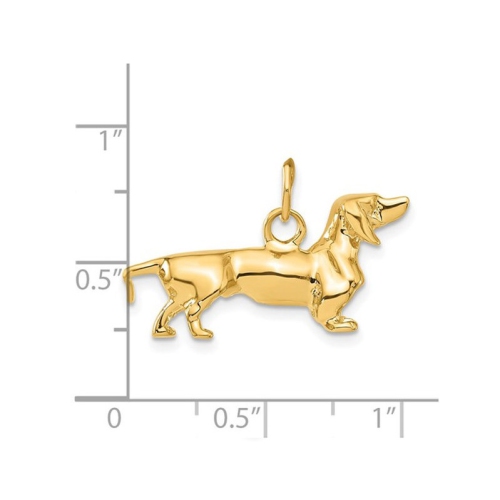 14K Yellow Gold 3D Dachshund Dog Charm Pendant