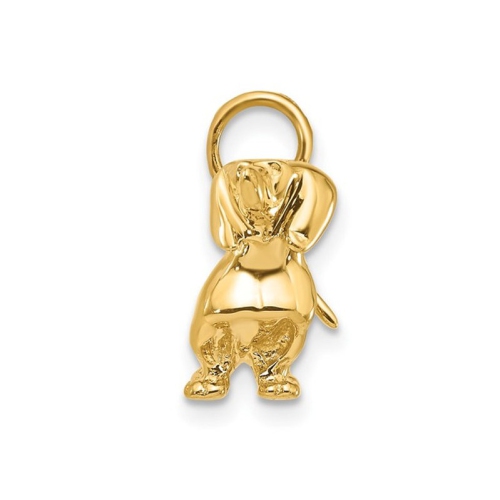 14K Yellow Gold 3D Dachshund Dog Charm Pendant