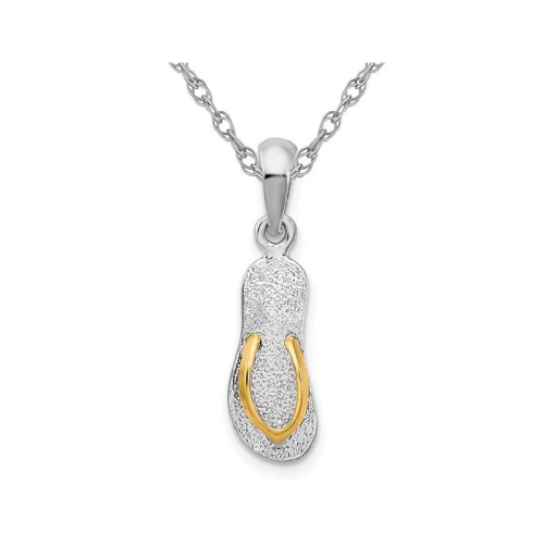 Pendentif sandale sandale en argent sterling 3D avec chaîne