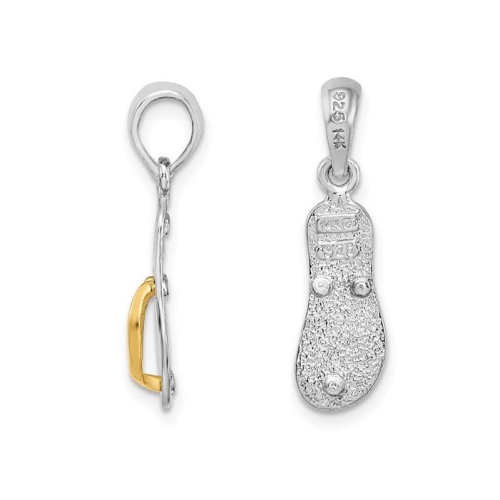 Pendentif sandale sandale en argent sterling 3D avec chaîne