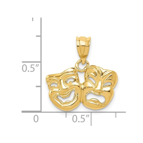 14K Yellow Gold Comedy Tragedy Charm Pendant