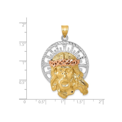 14K Yellow, White and Pink Gold Jesus Pendant
