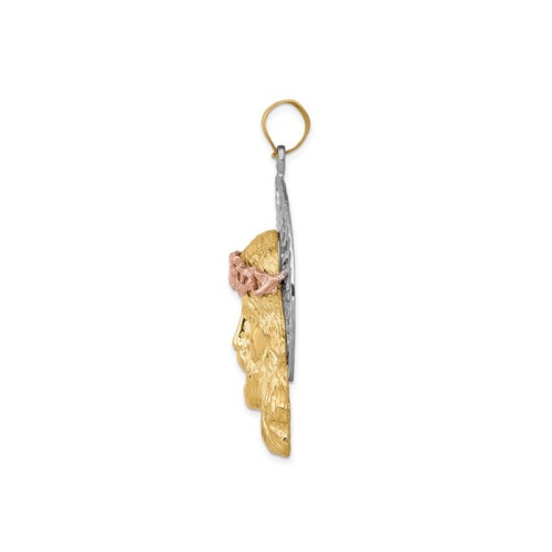 14K Yellow, White and Pink Gold Jesus Pendant