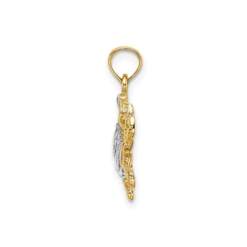 14K Yellow Gold Blue Crab Charm Pendant