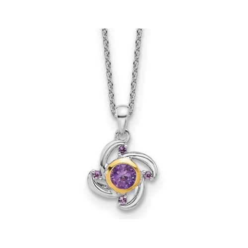 Image 1 of 2.. 3/5 Carat Amethyst and Pink Quartz Pendant Necklace in Sterling Silver with Chain