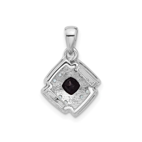 2/3 Carat Black Onyx and Blue Topaz Pendant Necklace with Chain in Sterling Silver