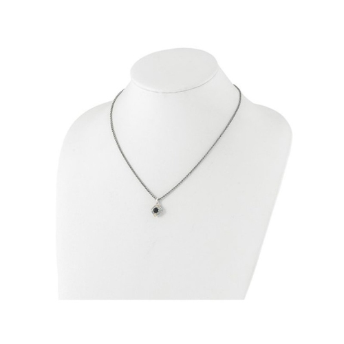 2/3 Carat Black Onyx and Blue Topaz Pendant Necklace with Chain in Sterling Silver