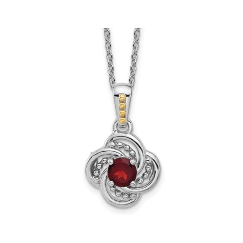 GEM AND HARMONY  2/3 Carat (Ctw) Garnet Pendant Necklace In Sterling With Chain In Silver
