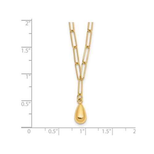 14K Yellow Gold Teardrop Paperclip Link Necklace