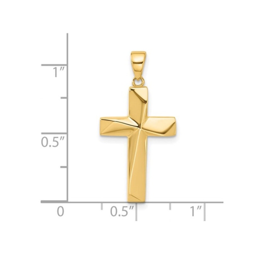 14K Yellow Gold Polished Cross Pendant Necklace with Chain
