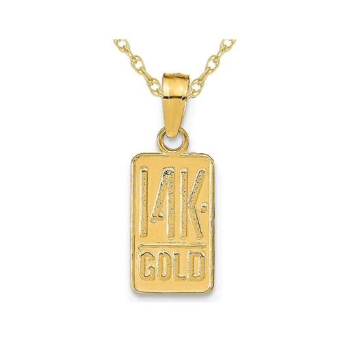 GEM AND HARMONY  14K Gold Bar Charm Pendant Necklace With Chain In Yellow