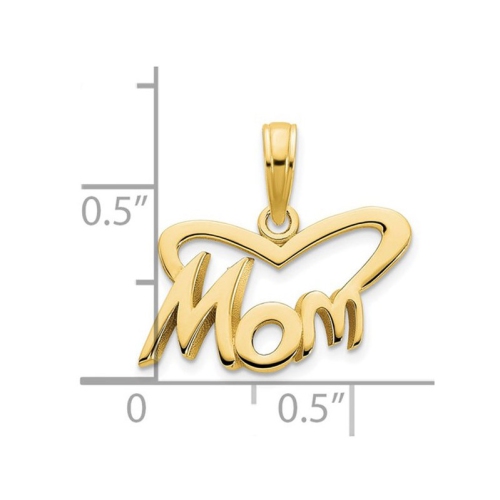 MOM Heart Pendant Necklace in 14K Yellow Gold with Chain