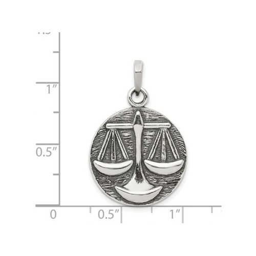 Sterling Silver LIBRA Charm Zodiac Astrology Pendant Necklace with Chain