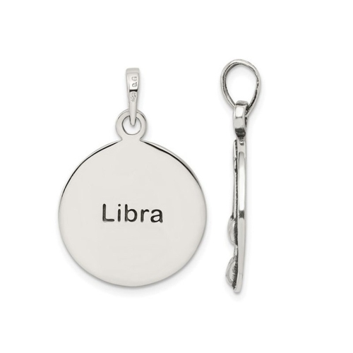 Sterling Silver LIBRA Charm Zodiac Astrology Pendant Necklace with Chain