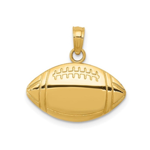 14K Yellow Gold Classic Football Charm Pendant