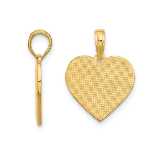 14K Yellow Gold EKG Heart Charm Pendant Necklace with Chain