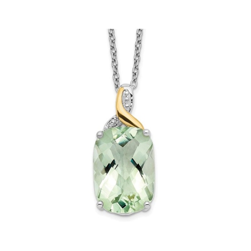 5.79 Carat Green Quartz Oval Pendant Necklace in Sterling Silver with Chain