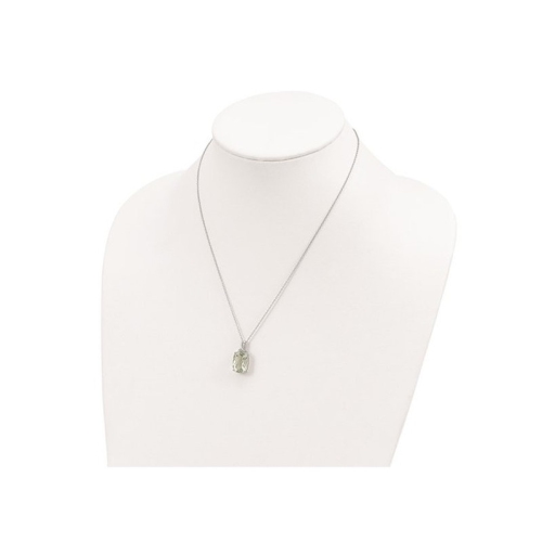 5.79 Carat Green Quartz Oval Pendant Necklace in Sterling Silver with Chain