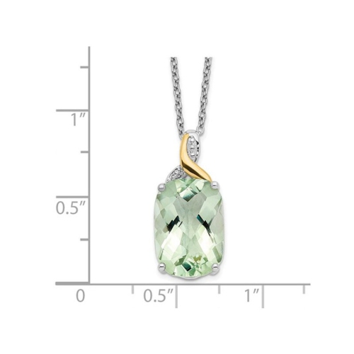 5.79 Carat Green Quartz Oval Pendant Necklace in Sterling Silver with Chain