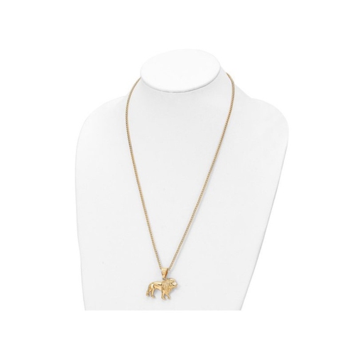 Yellow Stainless Steel Lion Head Charm Pendant Necklace with Chain