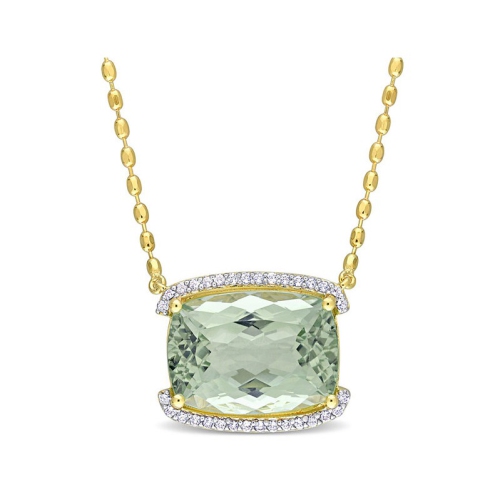 16.60 Carat Green Quartz Pendant Necklace in Yellow Plated Sterling Silver with Chain