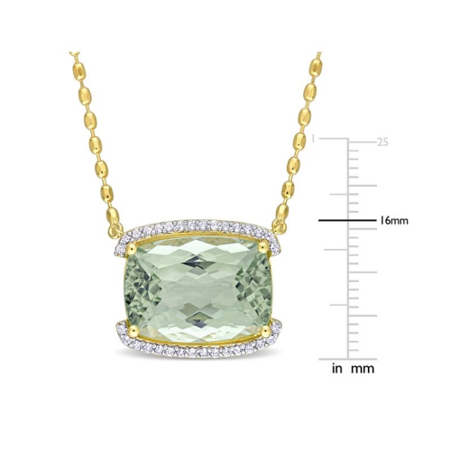 16.60 Carat Green Quartz Pendant Necklace in Yellow Plated Sterling Silver with Chain
