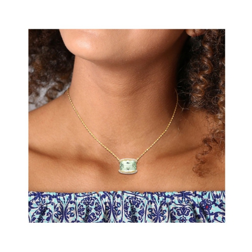 16.60 Carat Green Quartz Pendant Necklace in Yellow Plated Sterling Silver with Chain