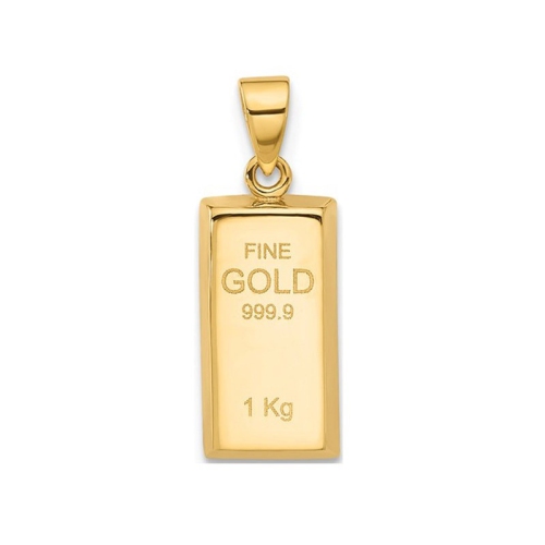 14K Yellow Gold Polished Gold Bar Charm Pendant