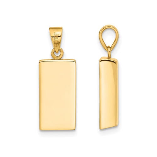 14K Yellow Gold Polished Gold Bar Charm Pendant